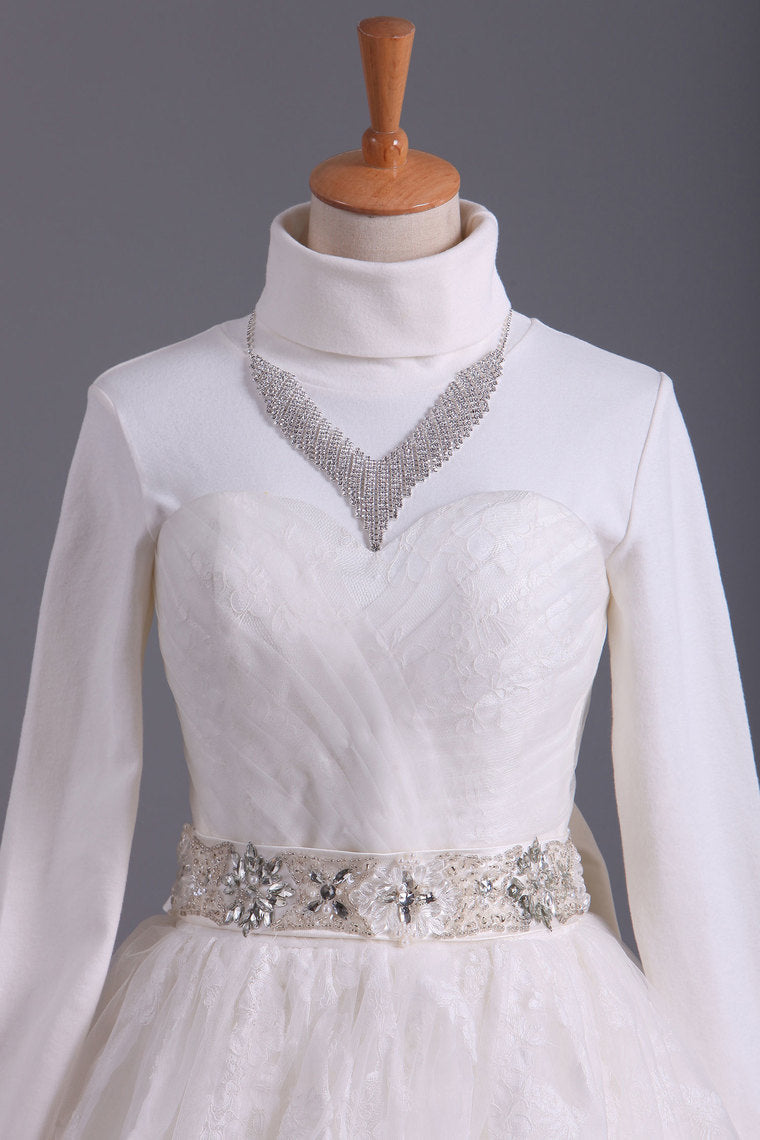 2022 Muslim Wedding Dresses Sweetheart Ball Gown Sweep/Brush Train Organza With Beading&Sequince