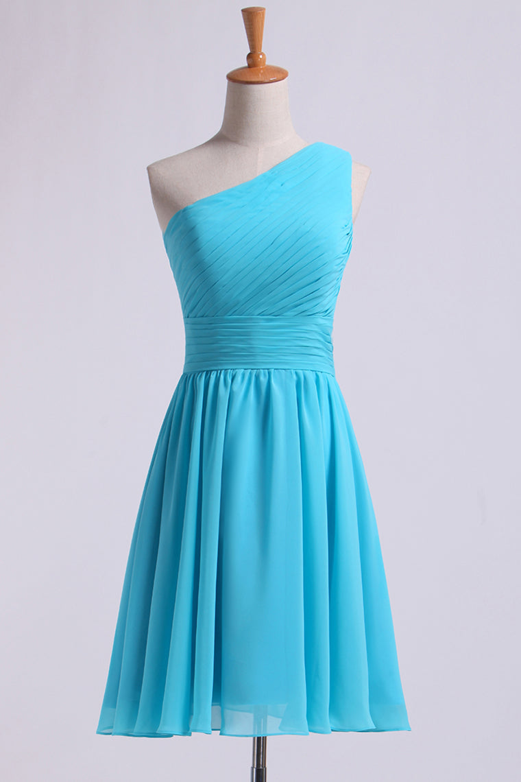 2013 One Shoulder Bridesmaid Dresses A Line Knee Length Chiffon With Ruffle