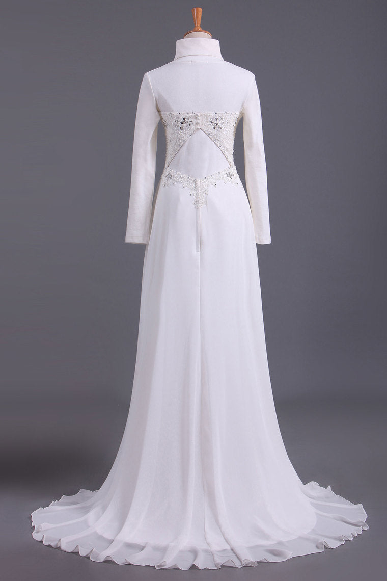 2022 Musilim Wedding Dresses Empire Waist Sweetheart Chiffon With Beading&Sequince