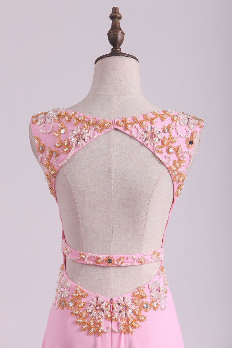 2022 Prom Dresses Sheath  Scoop Spandex With Beading Floor Length