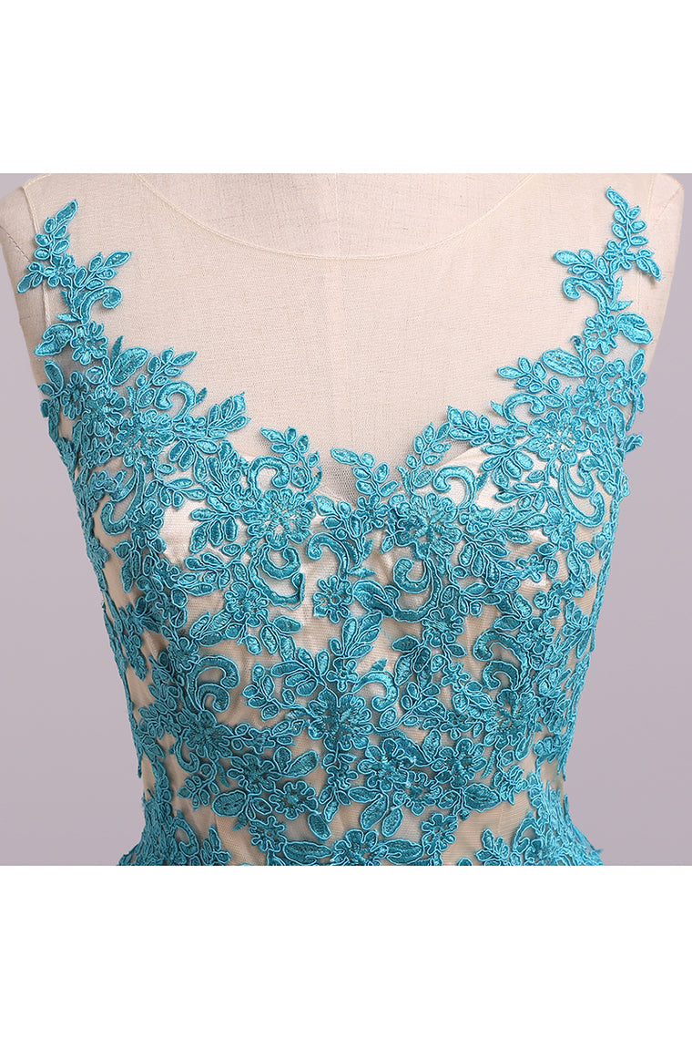 2022 Bateau A Line Homecoming Dress Short/Mini Embellished With Applique Tulle