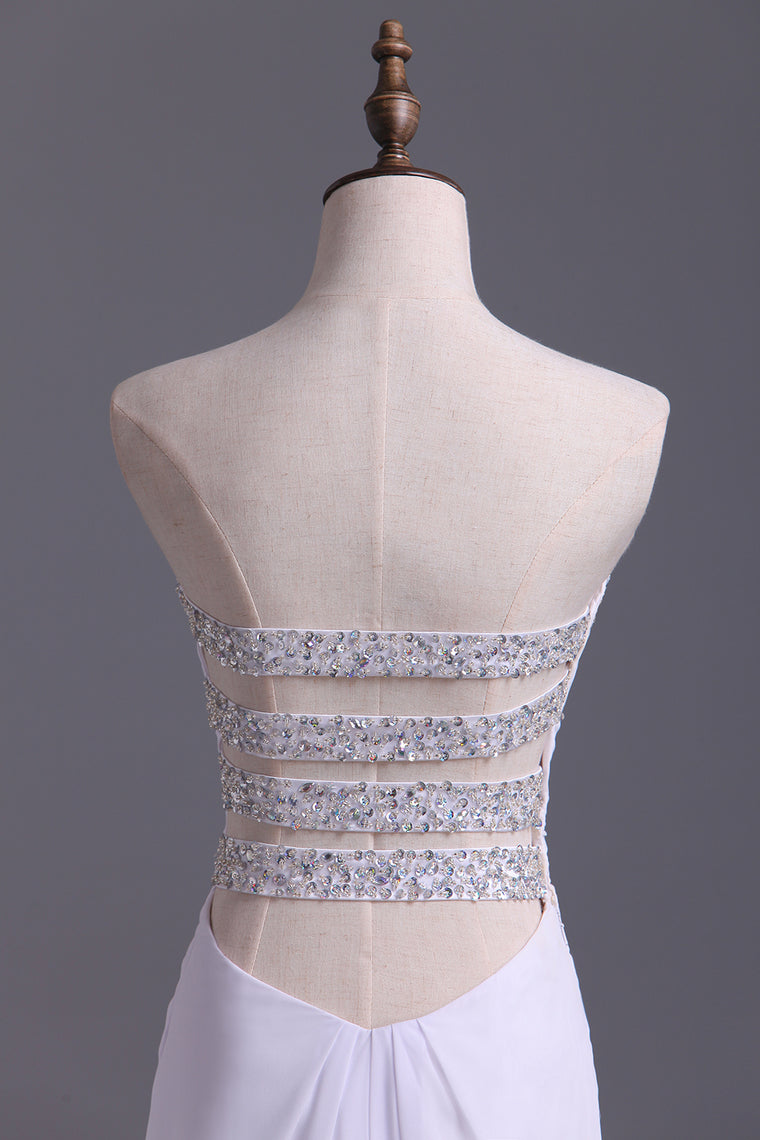 2022 New Arrival White Sheath/Column Sweetheart Chiffon Floor Length