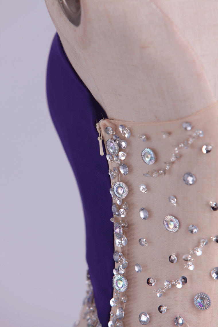 2022 Prom Dresses Sheath Mini One Shoulder Beaded With Elegant Sheer Back Spandex