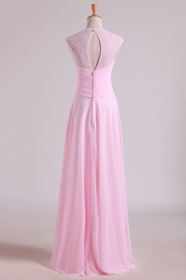 2022 V-Neck Bridesmaid Dresses A-Line Floor-Length With Ruffles