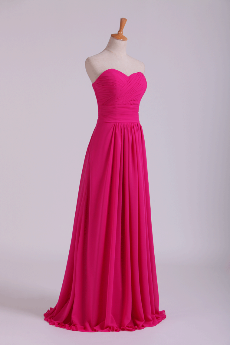 2022 Sweetheart Bridesmaid Dresses A-Line Floor Length Chiffon Ruffle
