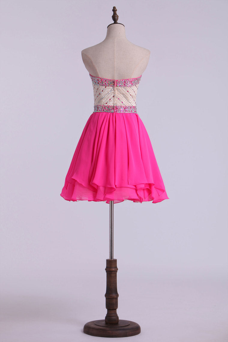 2022 Sweetheart A Line Short Prom Dress With Layered Chiffon Skirt Bicolor