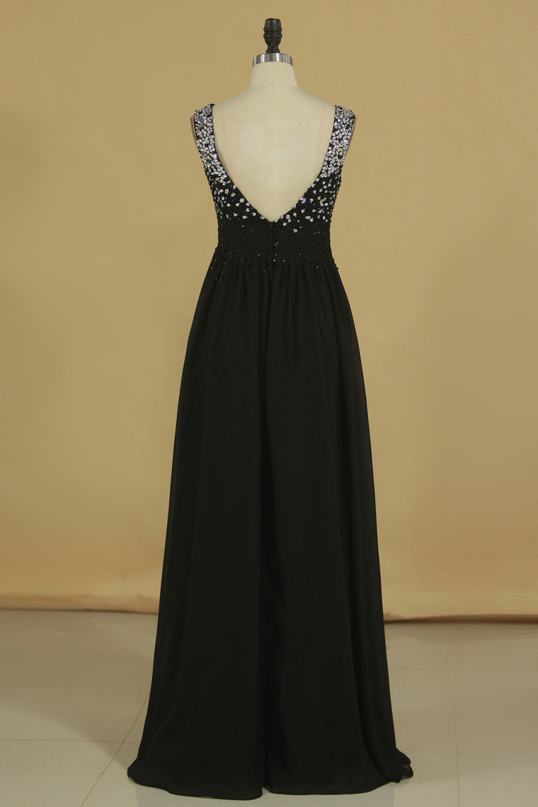 2022 Straps A Line  Empire Waist With Beading Prom Dresses