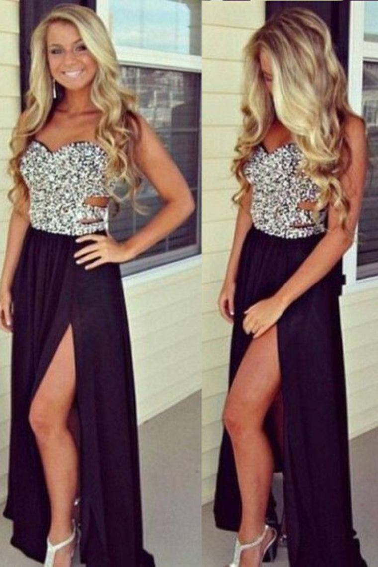 2022 Big Clearance Prom Dresses Sweetheart Beaded Bodice A Line Chiffon