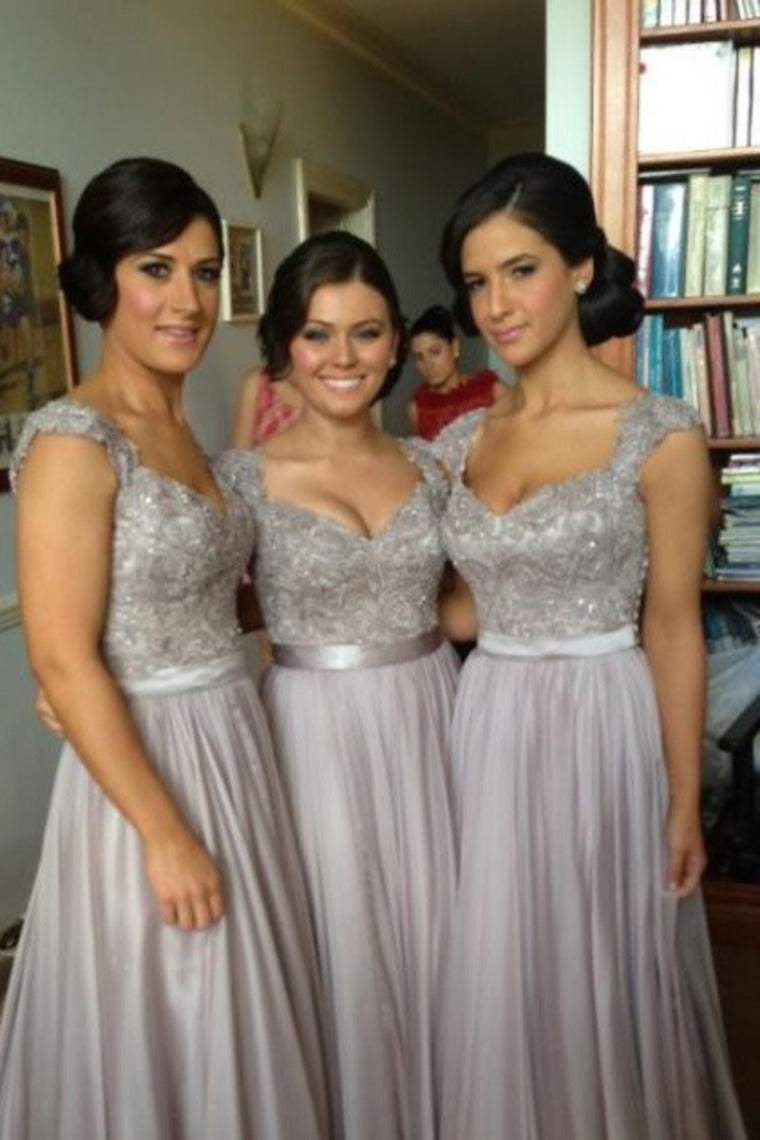 2022 Off The Shoulder A-Line Floor-Length Prom Dresses Beaded Bodice Tulle And Chiffon