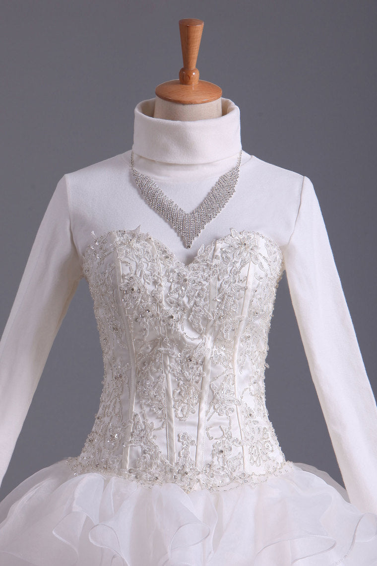 2022 Musilim Wedding Dresses A Line Sweetheart Organza With Beads & Applique