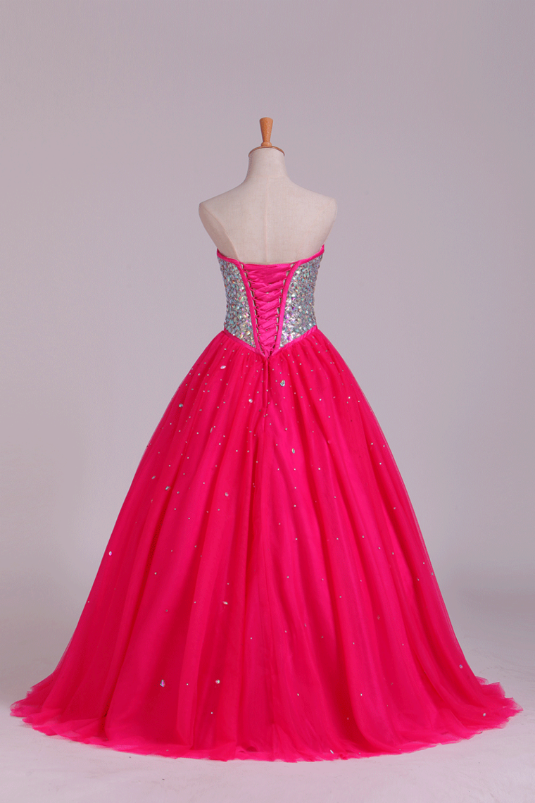 2022 Quinceanera Dresses Sweetheart Ball Gown Floor-Length Beaded Bodice