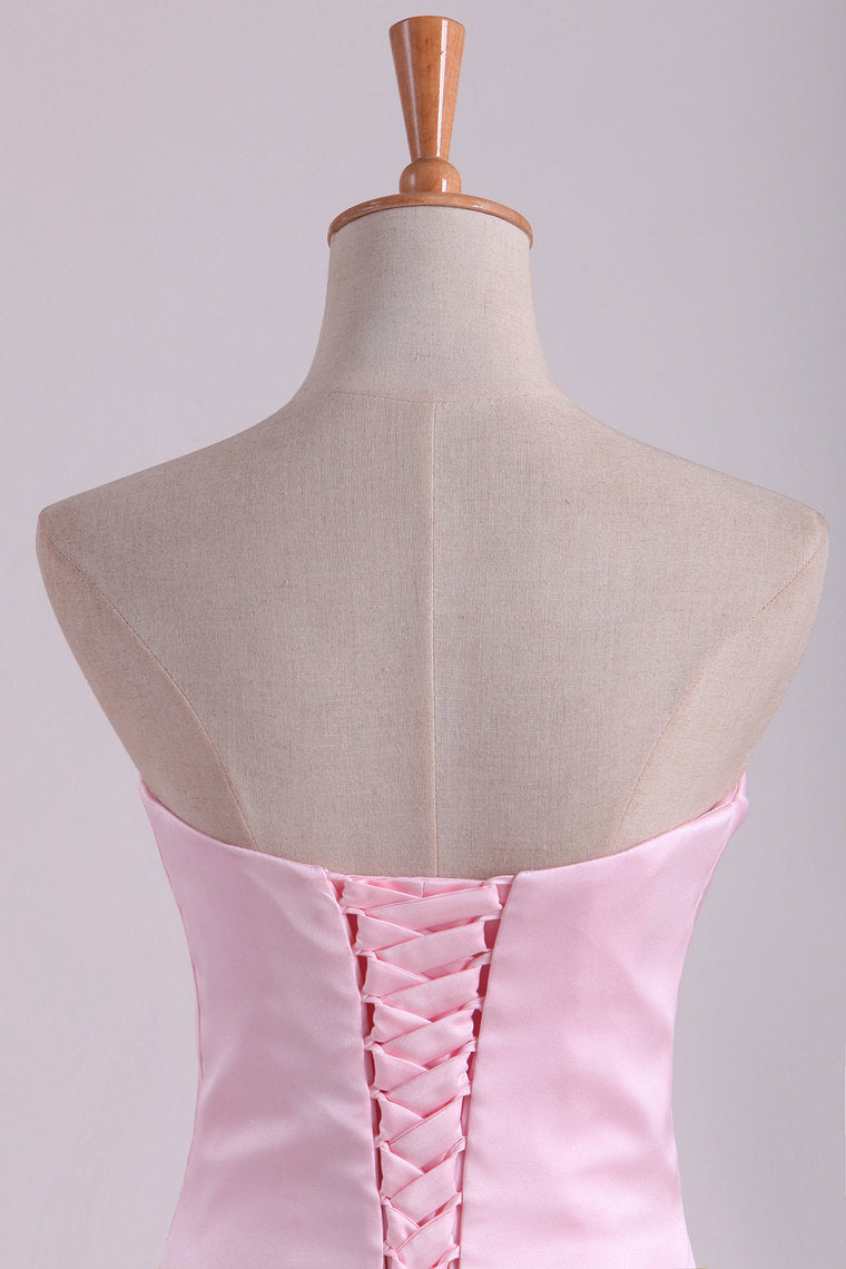 2022 Strapless Bridesmaid Dresses A Line With Ruffles Floor Length