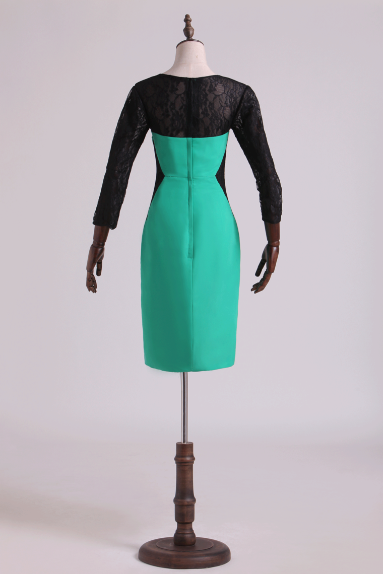 2022 Sheath Mother Of The Bride Dresses Scoop 3/4 Length Sleeves Chiffon & Lace