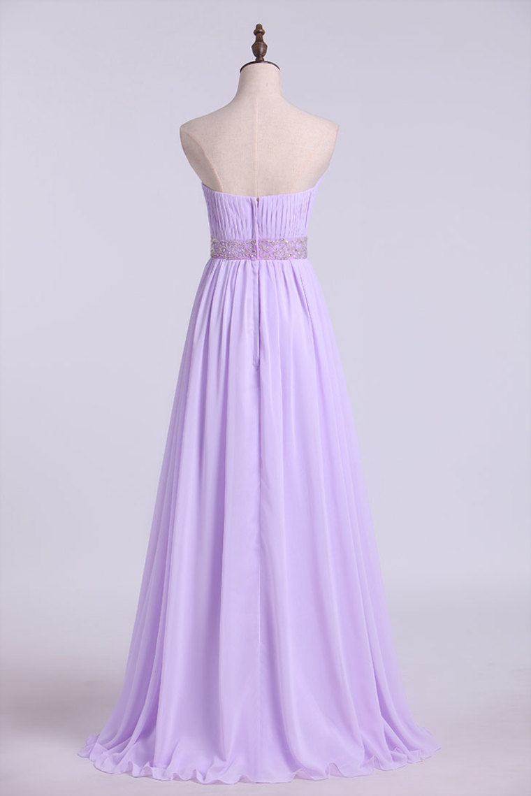 2022 Sweetheart Neckline Ruched Upper Bodice Prom Gown Chiffon Floor Length