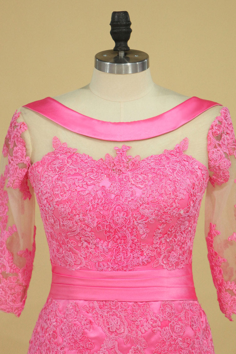 2022 Satin Mother Of The Bride Dresses Cowl Neck Half Sleeve With Applique