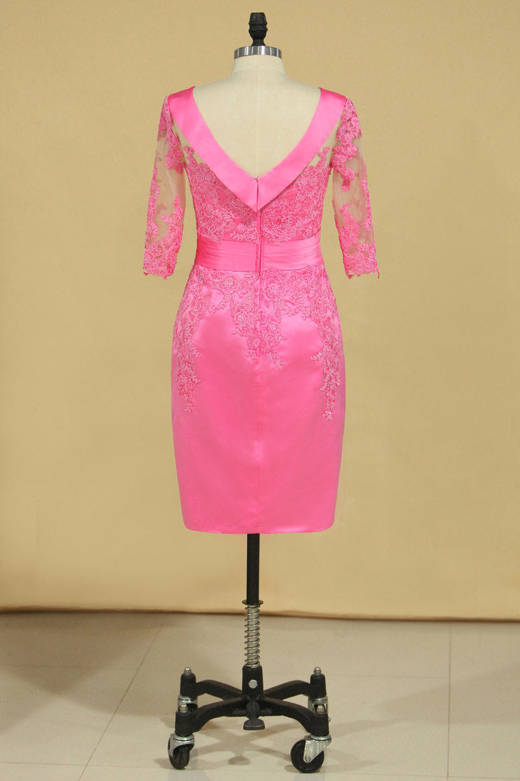 2022 Satin Mother Of The Bride Dresses Cowl Neck Half Sleeve With Applique