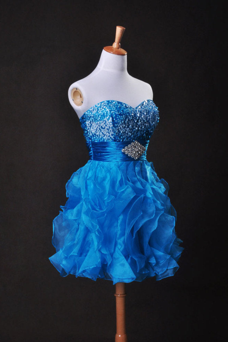 2022 Collection Blue  A Line Sweetheart  Short/Mini Organza Cz