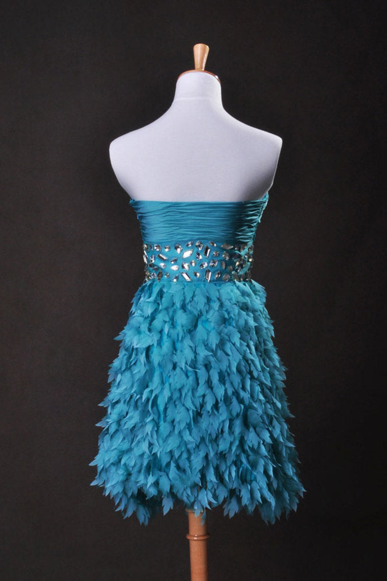 Blue  A Line Sweetheart  Knee Length Chiffon Cz