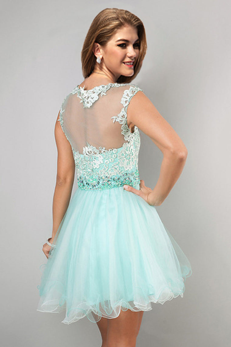2022 Homecoming Dresses A Line Scoop Short/Mini Tulle&Lace