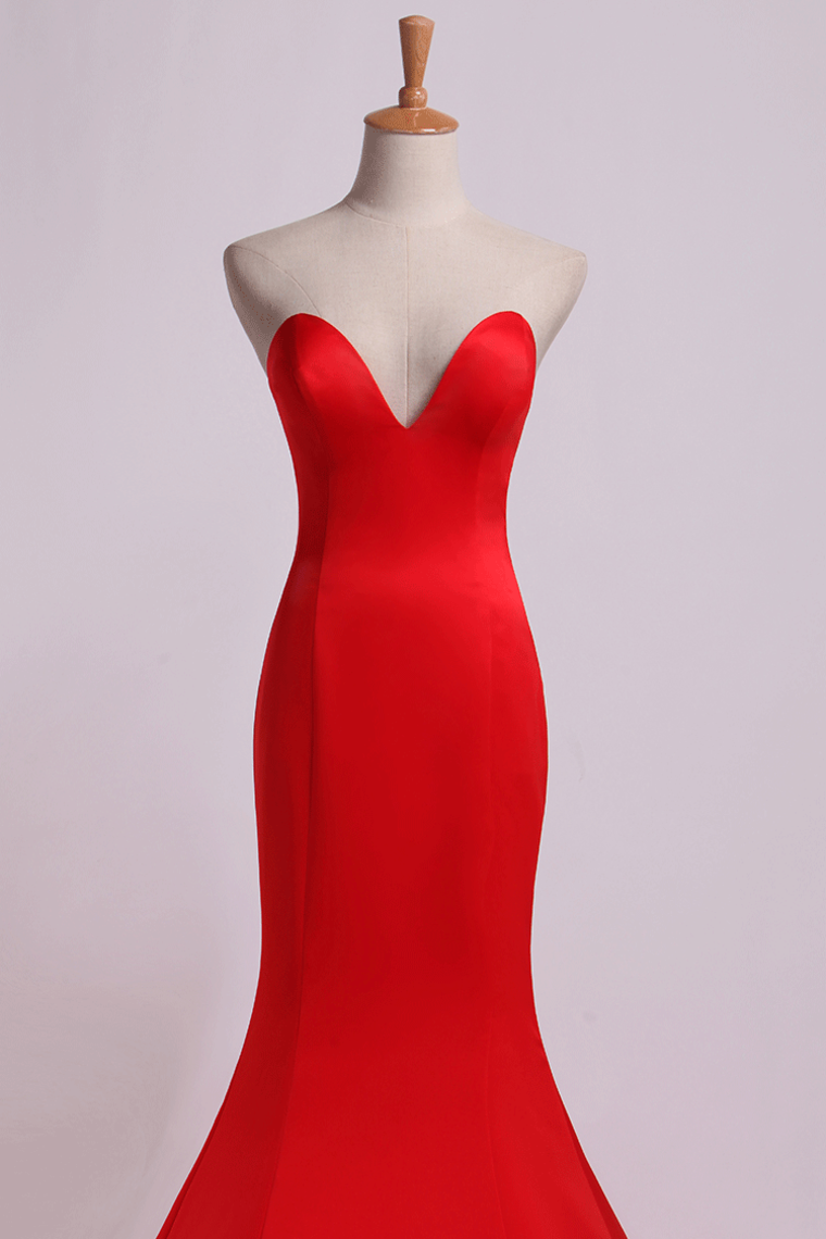 2022 Evening Dresses Sweetheart Mermaid/Trumpet Satin Court Train