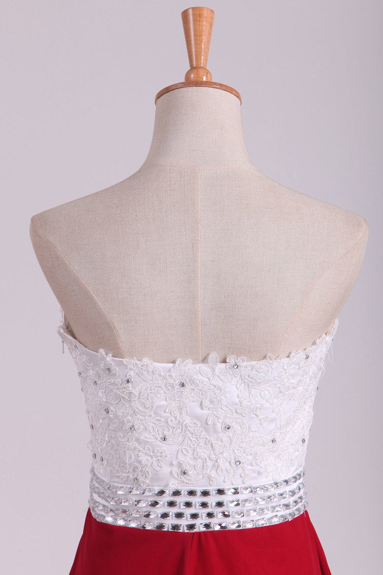 2022 Chiffon With Applique And Beads Prom Dresses Sweetheart A Line