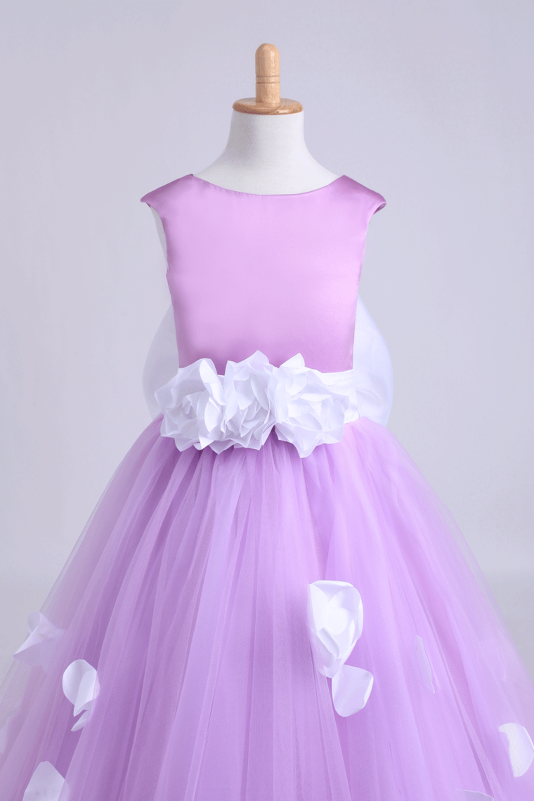 2022 Cute A-Line Ankle-Length Flower Girl Dresses With Bow-Knot