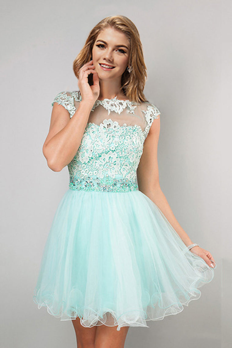 2022 Homecoming Dresses A Line Scoop Short/Mini Tulle&Lace