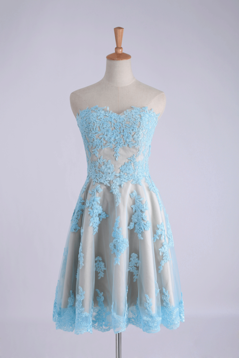 2022 Cocktail Dresses Sweetheart A-Line Tulle With Applique
