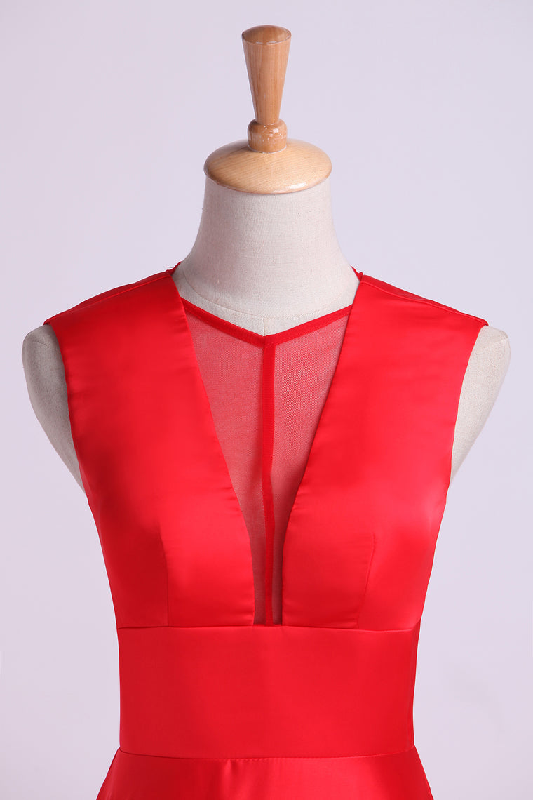 2022 Beautiful V-Neck Prom Dresses A-Line Chiffon Floor-Length