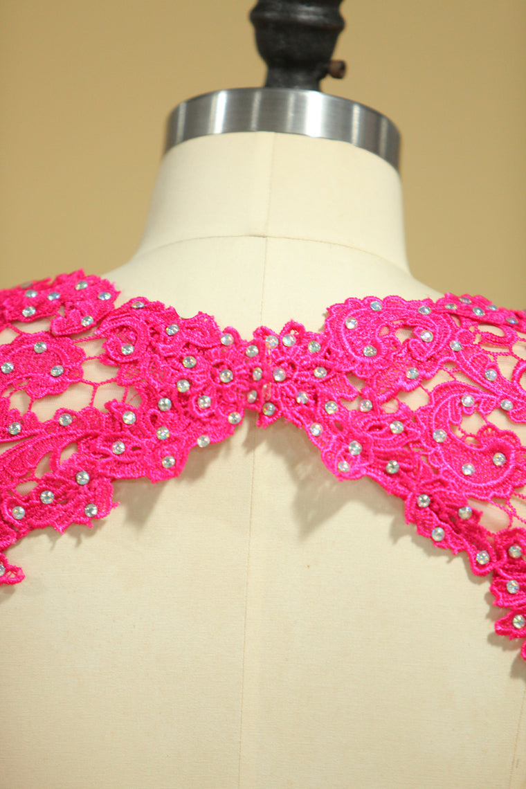 2022 A Line Open Back Scoop Prom Dresses Tulle With Applique & Beading Floor Length