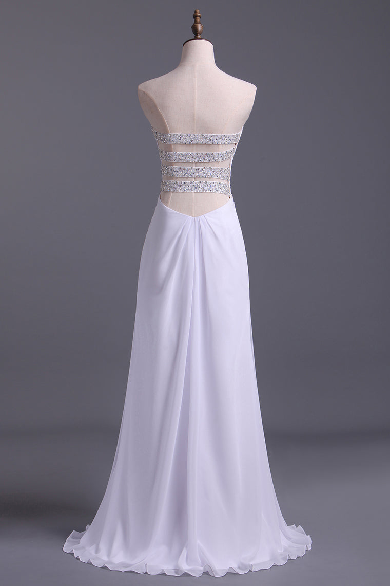2022 New Arrival White Sheath/Column Sweetheart Chiffon Floor Length