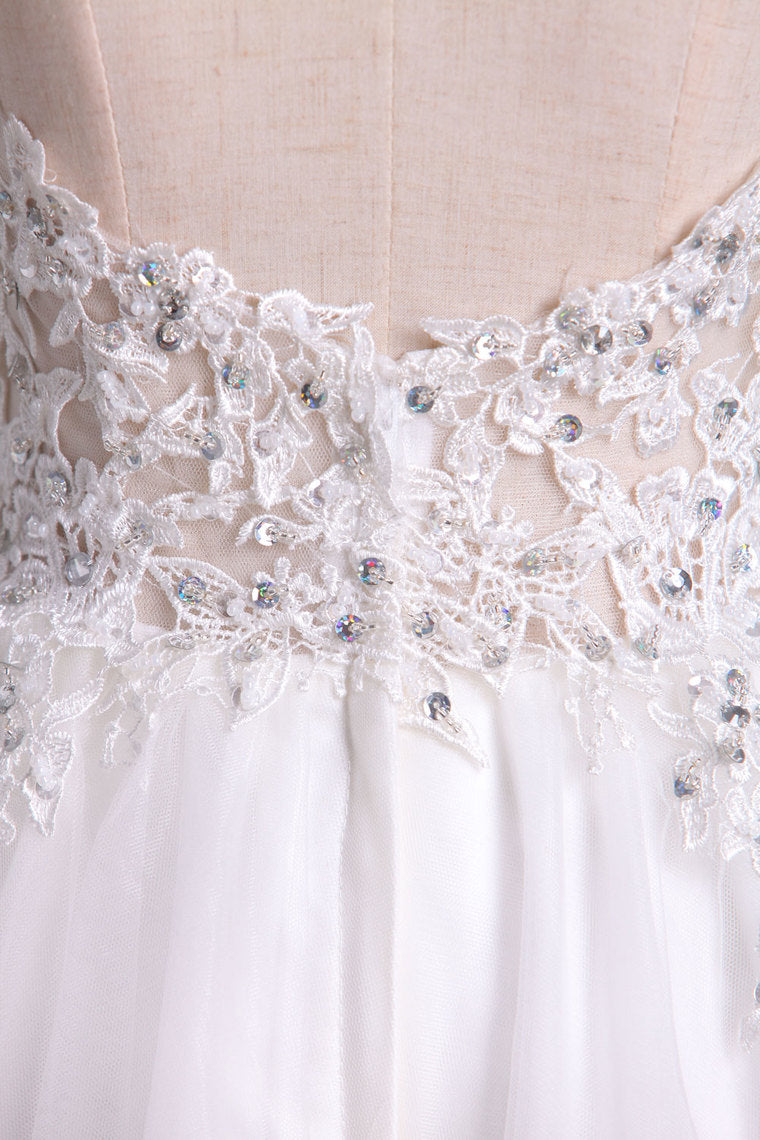 2022 Scoop Homecoming Dresses A Line Tulle With Applique & Beading Short/Mini