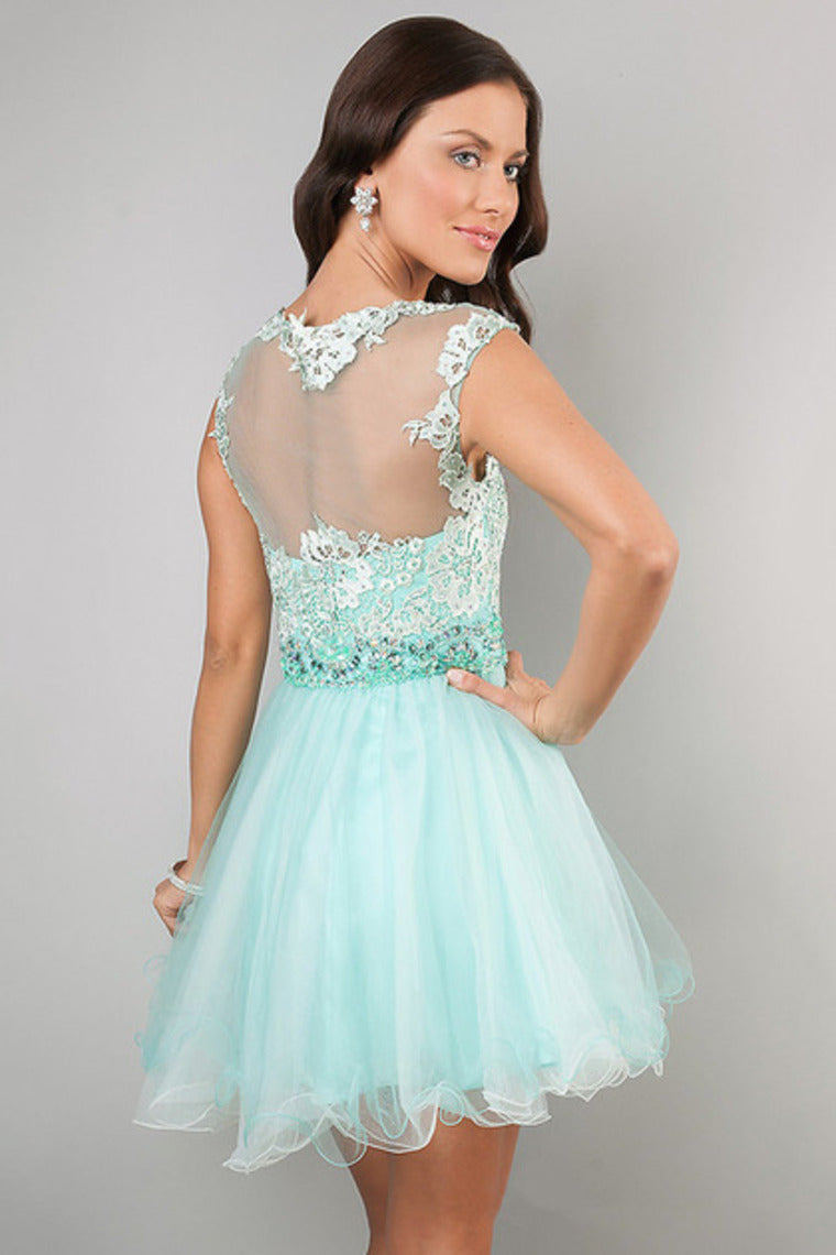 2022 Homecoming Dresses A Line Scoop Short/Mini Tulle&Lace