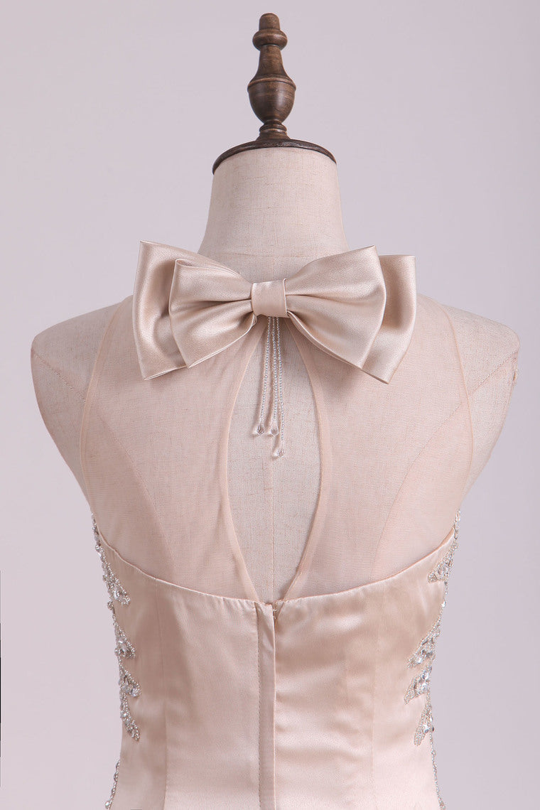 2022 New Arrival Mermaid Beaded Bodice Prom Dresses Floor Length Satin