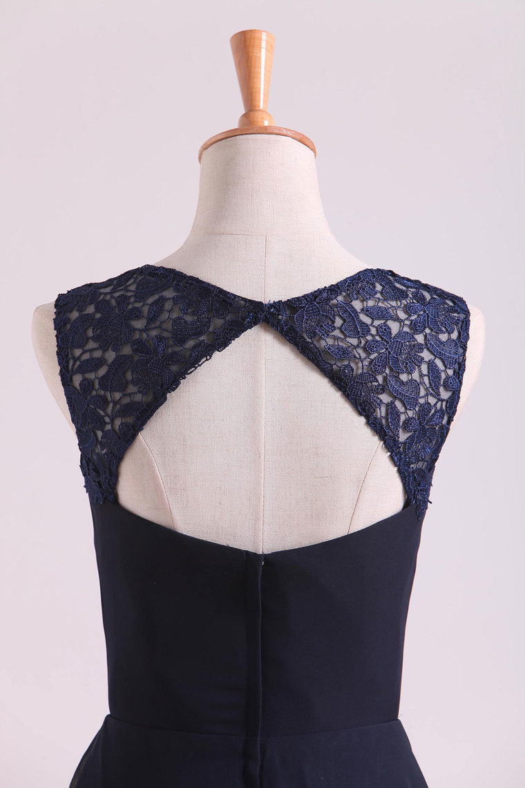 2022 Scoop Open Back Above Knee Length Pick Up Flowing Chiffon Skirt