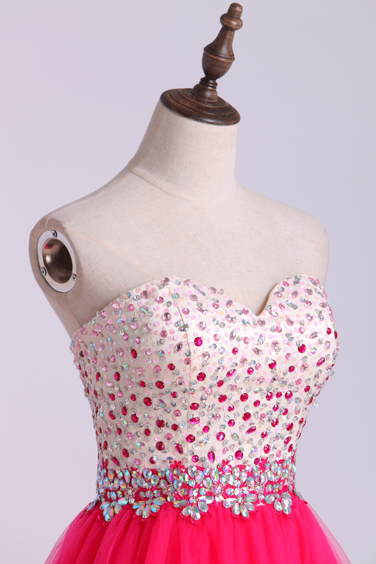 2022 Sweetheart Homecoming Dresses A-Line Beaded Bodice Tulle