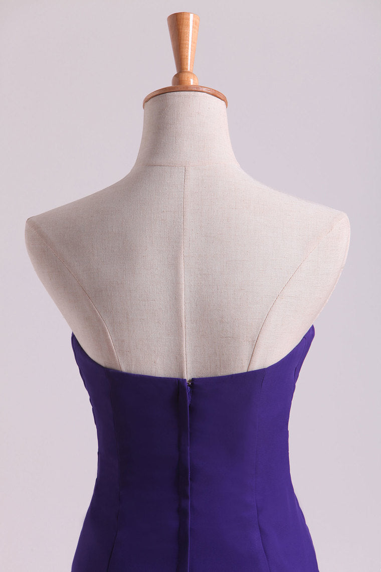 2022 Regency Evening Dresses Sweetheart Ruffled Bodice Floor Length Sheath Chiffon