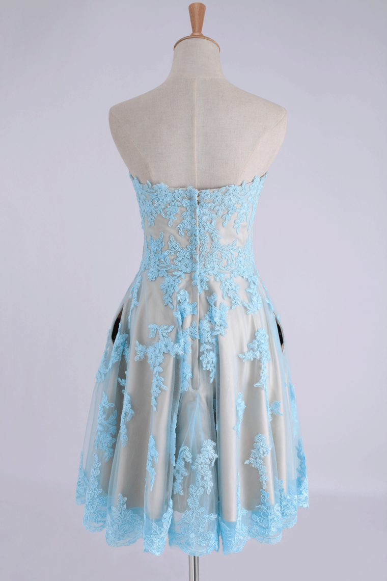 2022 Cocktail Dresses Sweetheart A-Line Tulle With Applique