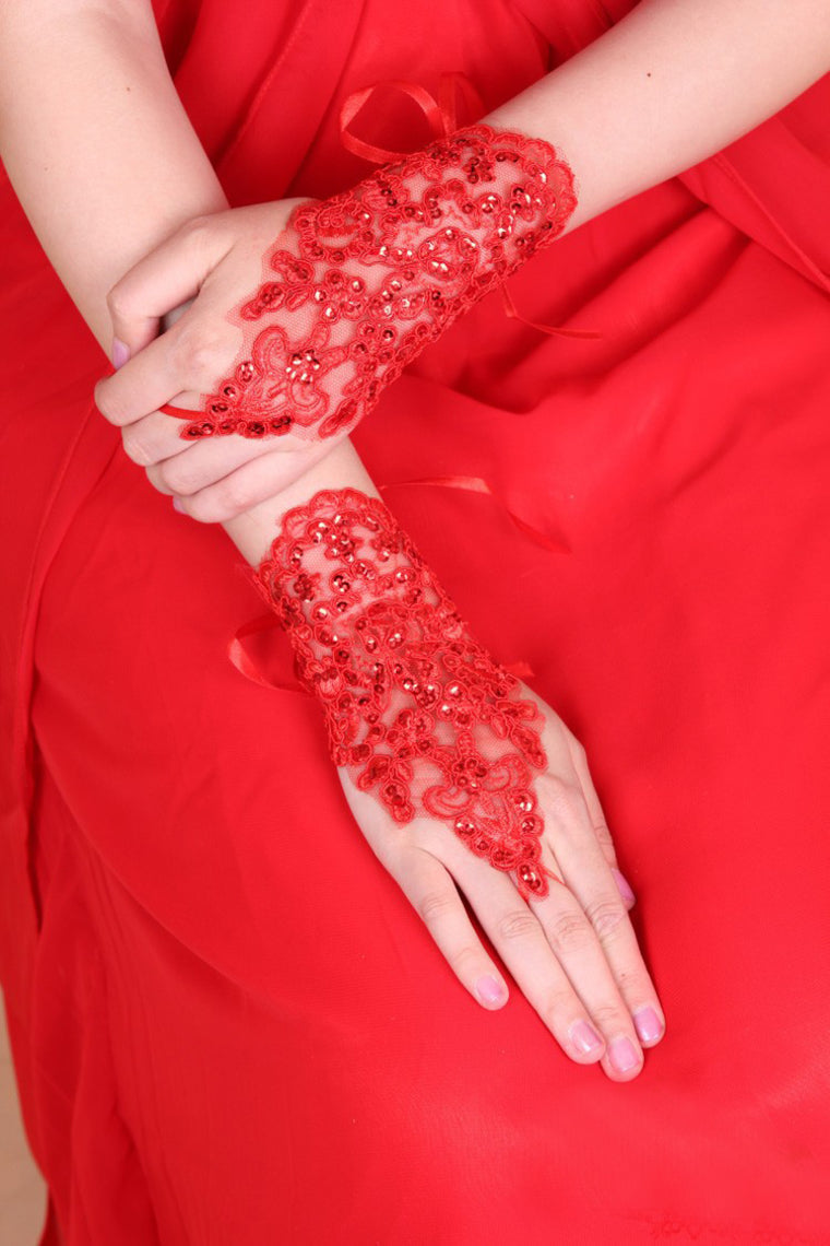 2022 Lace Wrist Length Bridal Gloves #ST1001
