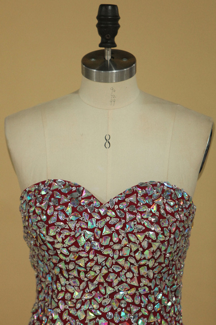 2022 Mermaid Sweetheart Sweep Train Chiffon With Beading Prom Dresses