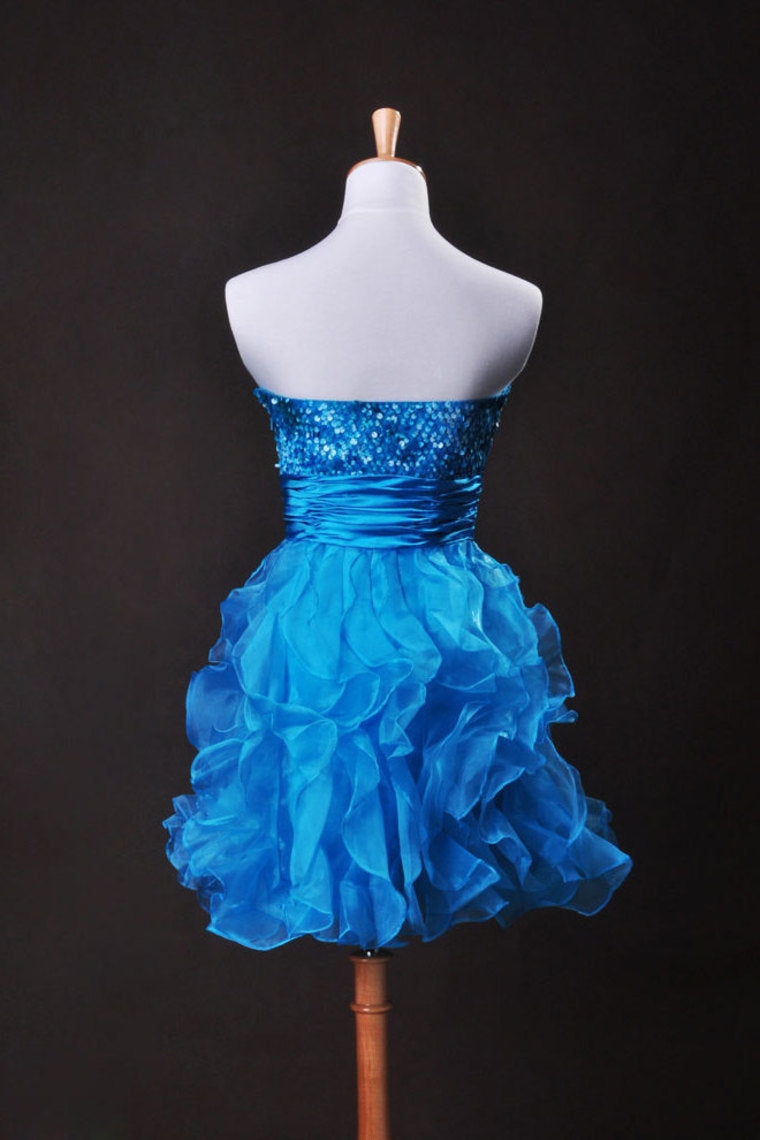 2022 Collection Blue  A Line Sweetheart  Short/Mini Organza Cz