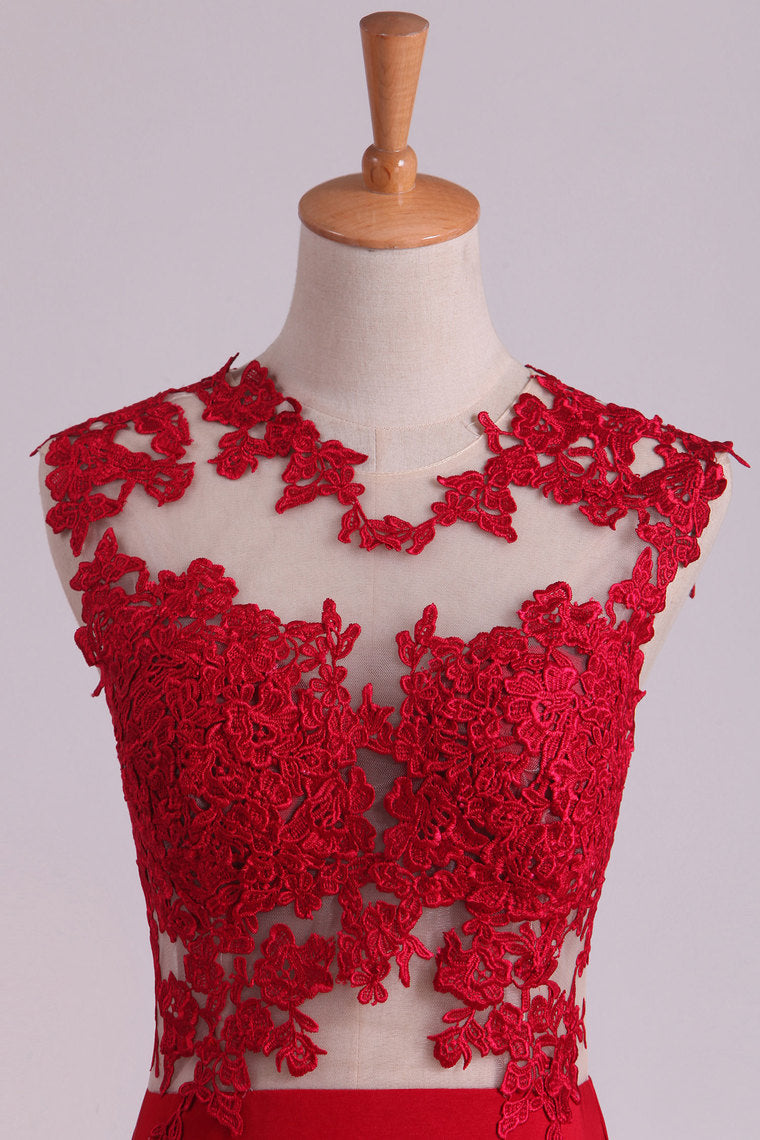 2022 Red Scoop Mermaid Prom Dresses With Applique