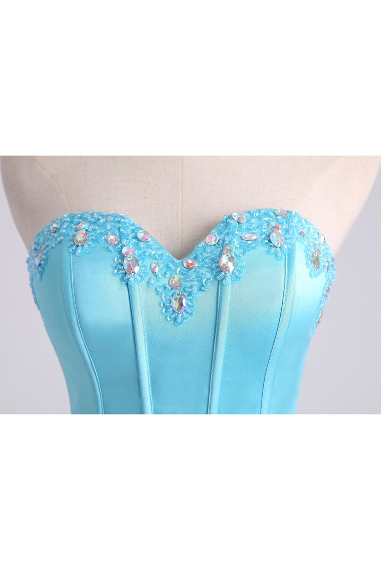 2022 Homecoming Dresses Sweetheart A Line Short/Mini Beaded Neckline And Waistline Satin&Tulle