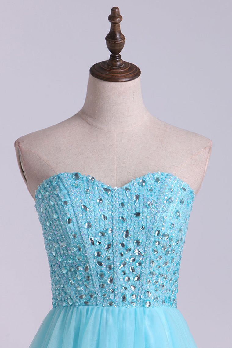 2022 New Arrival Sweetheart A-Line Tulle Homecoming Dresses With Beading