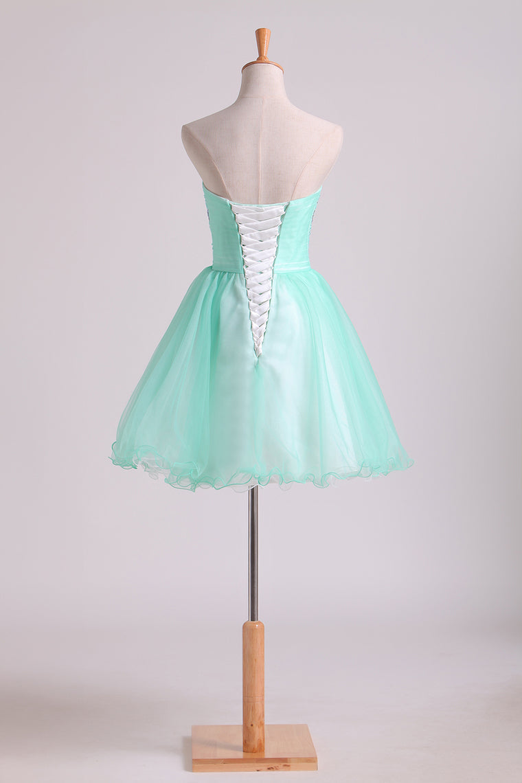 2022 A Line Sweetheart Homecoming Dresses Beaded Bodice Tulle