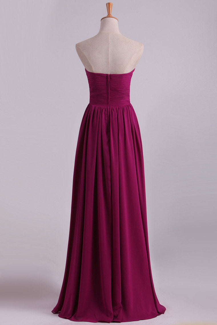 2022 Bridesmaid Dresses A Line Sweetheart Floor Length With Ruffles Chiffon