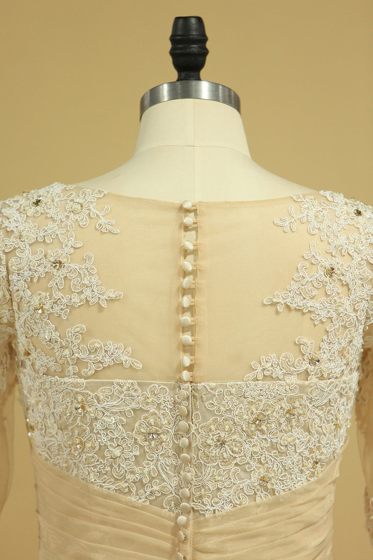 2022 Wedding Dresses A Line V Neck Half Sleeves Plus Size With Applique & Beads Organza