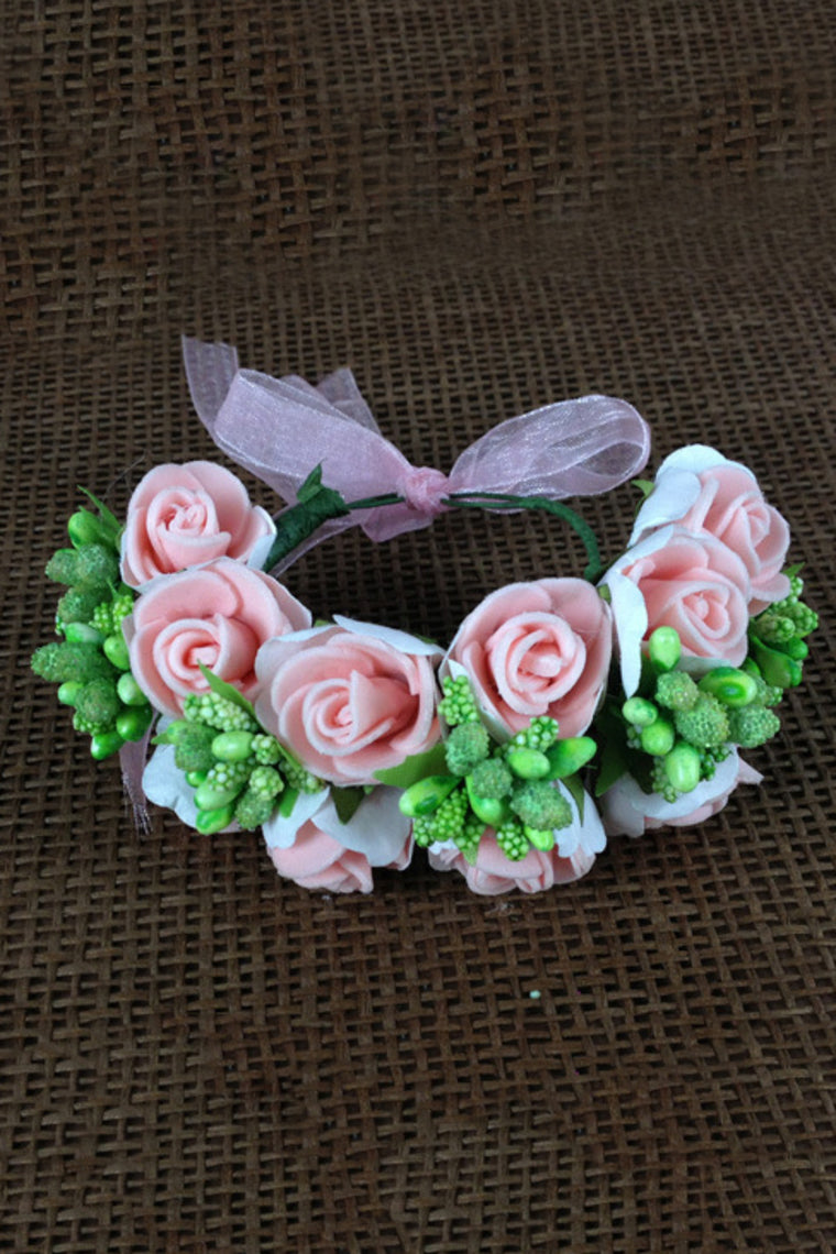 Wedding Flower Girl Head & Hand Wreath With Lovely Flowers 2 Pieces