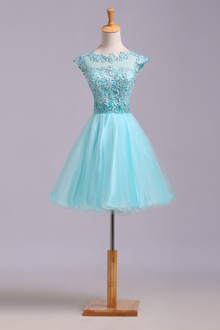 2022 Homecoming Dresses A Line Scoop Short/Mini Tulle&Lace