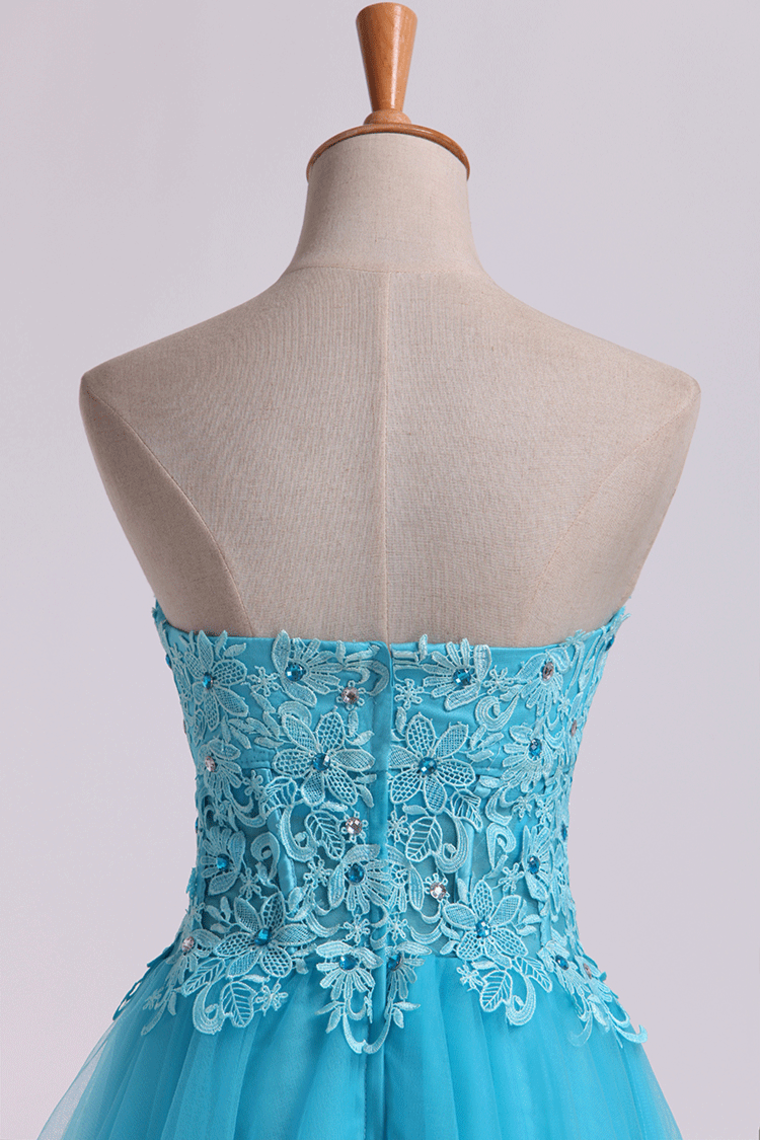 2022 Homecoming Dress Sweet Short/Mini A Line Tulle Skirt With Applique And Beads